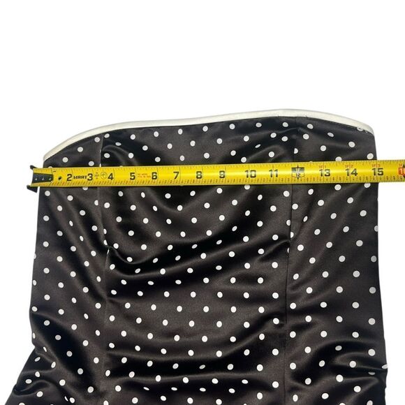 Jessica McClintock for Gunne Sax Dark Brown white Polka Dot Strapless Mini Dress - Picture 7 of 8